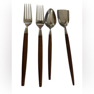 EKCO Eterna Canoe Lot 4 Mid Century Modern Silverware Mod Retro Dining Kitchen
